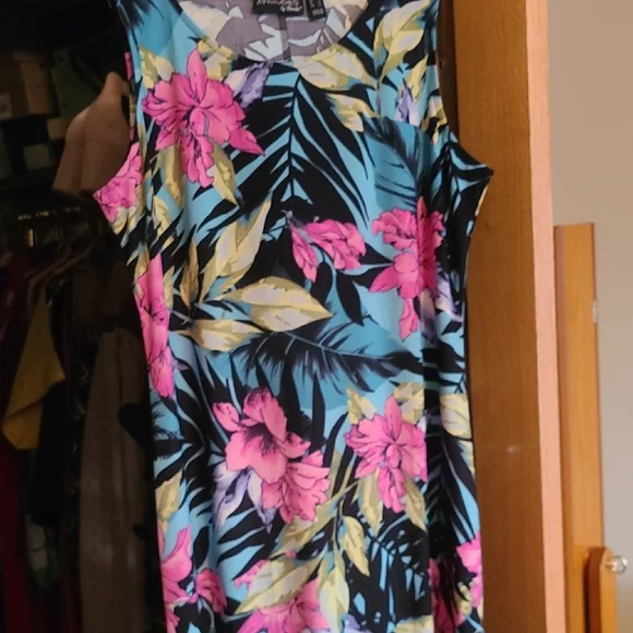 Attitudes by Renee | Dresses | Attitudes By Renee Pink And Blue Tropical Maxi  Dress | Poshmark